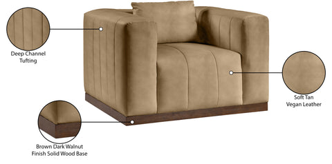Iris Tan Vegan Leather Upholstered Chair, 1 Piece