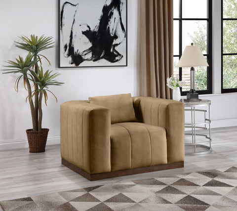 Iris Tan Vegan Leather Upholstered Chair, 1 Piece