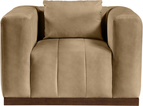 Iris Tan Vegan Leather Upholstered Chair, 1 Piece