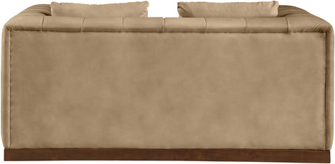Iris 67" Tan Vegan Leather Upholstered Loveseat, 1 Piece