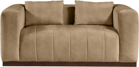 Iris 67" Tan Vegan Leather Upholstered Loveseat, 1 Piece
