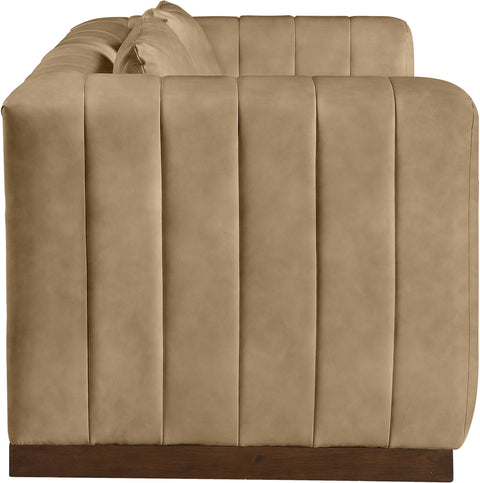 Iris 67" Tan Vegan Leather Upholstered Loveseat, 1 Piece