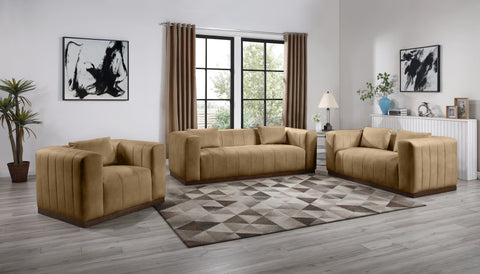 Iris 67" Tan Vegan Leather Upholstered Loveseat, 1 Piece