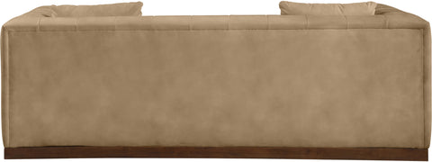 Iris 90.5" Tan Vegan Leather Upholstered Sofa, 1 Piece