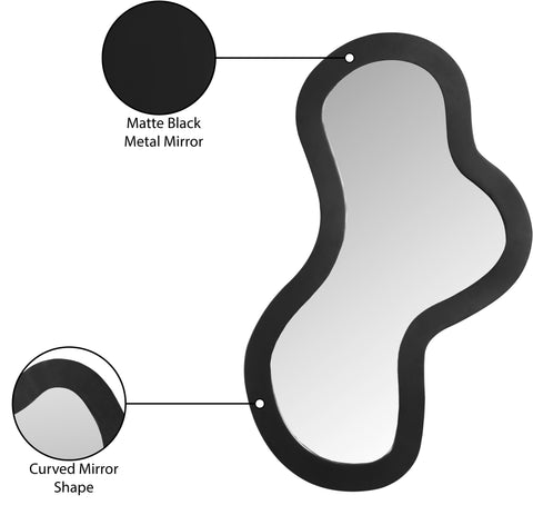 Hadley 28" Black Iron Frame Mirror, 1 Piece (Style 2)