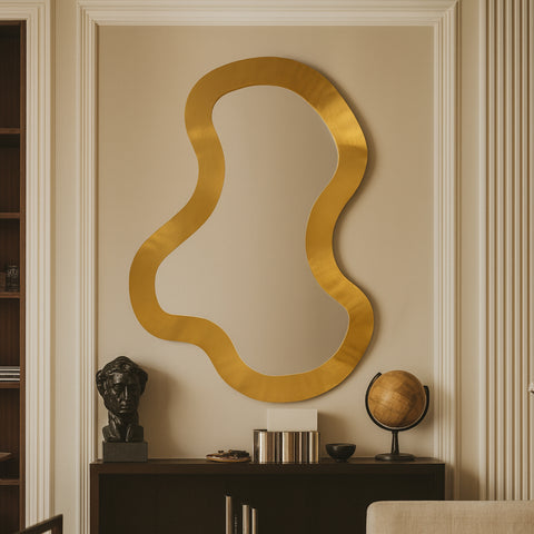 Hadley 28" Gold Iron Frame Mirror, 1 Piece