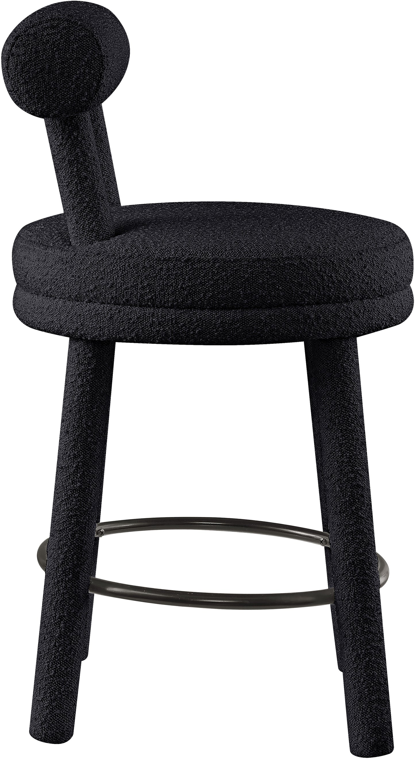 elle black boucle fabric stool c