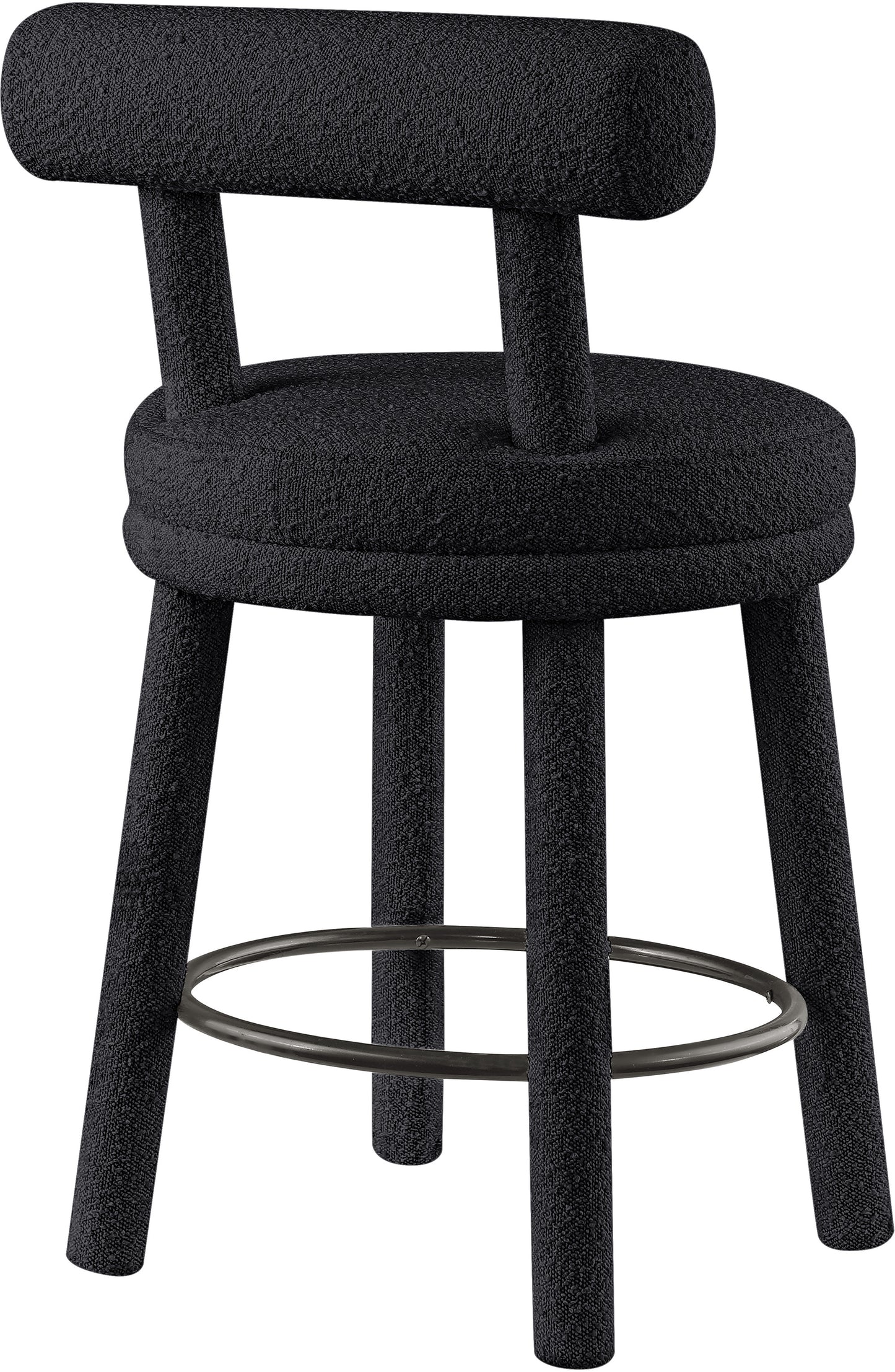 elle black boucle fabric stool c