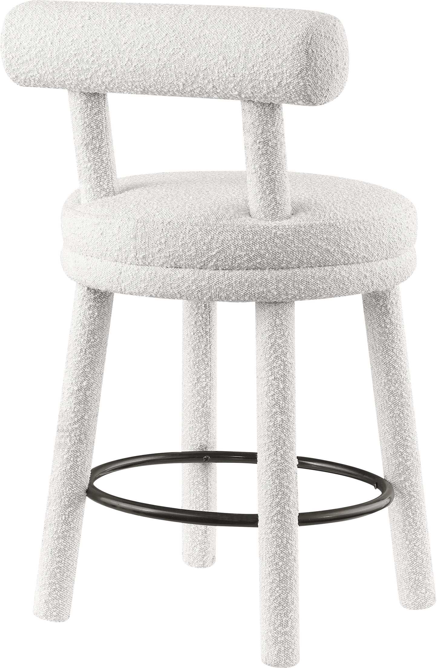 elle cream boucle fabric stool c