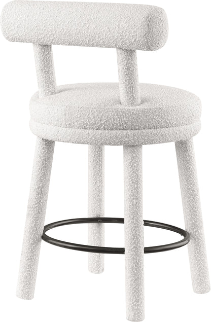 Elle Cream Boucle Fabric Stool C