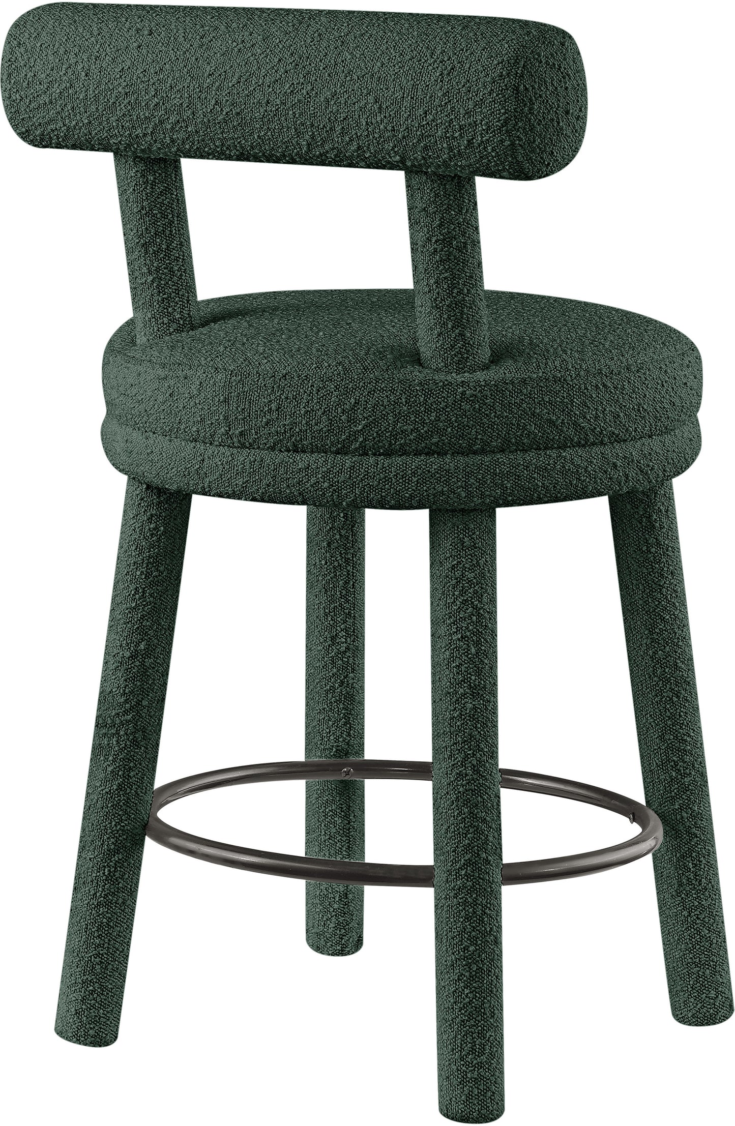 elle green boucle fabric stool c