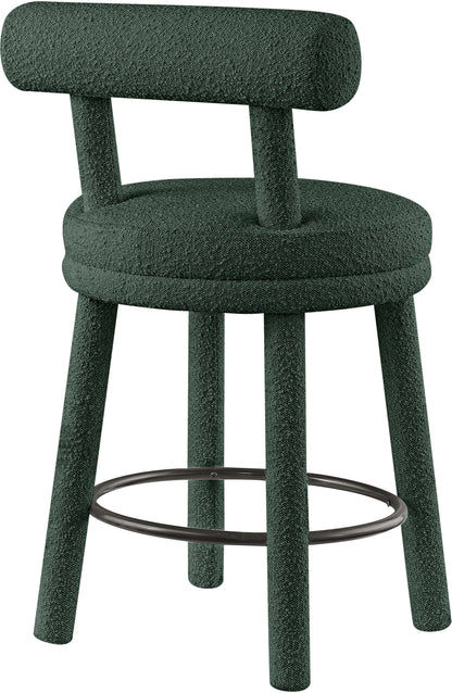 Elle Green Boucle Fabric Stool C