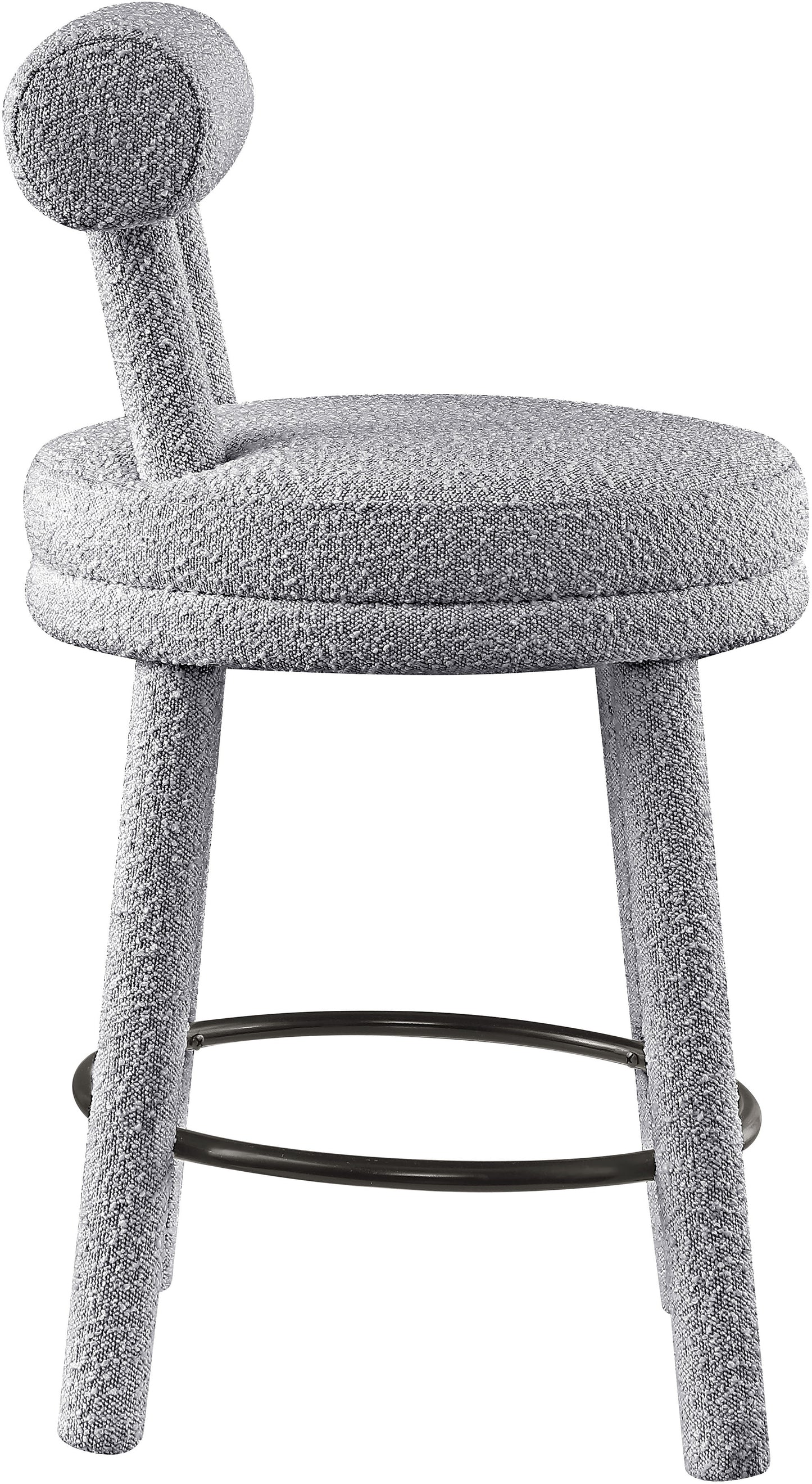 elle grey boucle fabric stool c