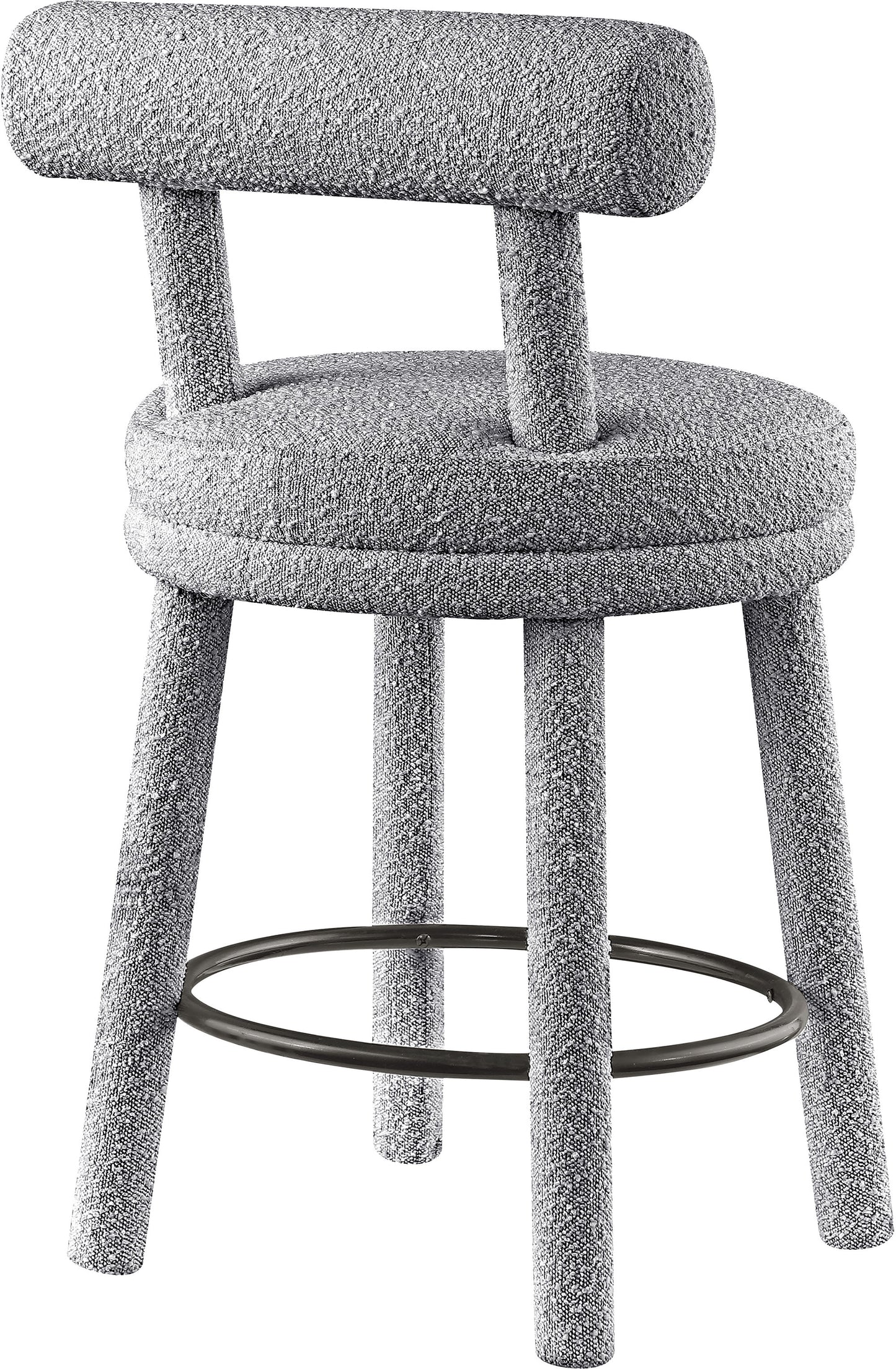 elle grey boucle fabric stool c