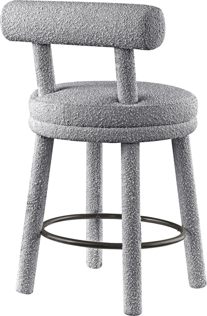 Elle Grey Boucle Fabric Stool C