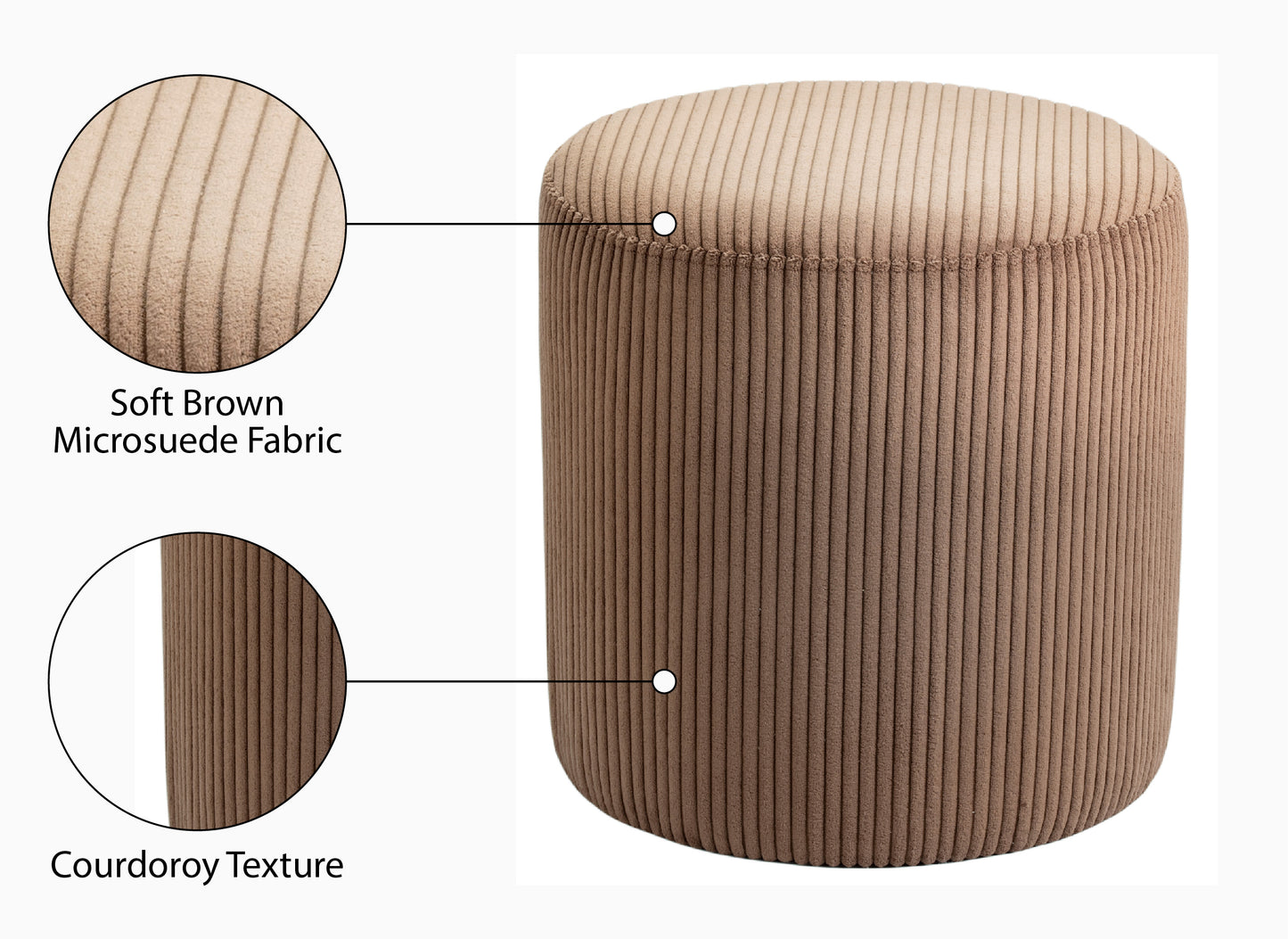 serafina brown microsuede fabric ottoman/stool brown