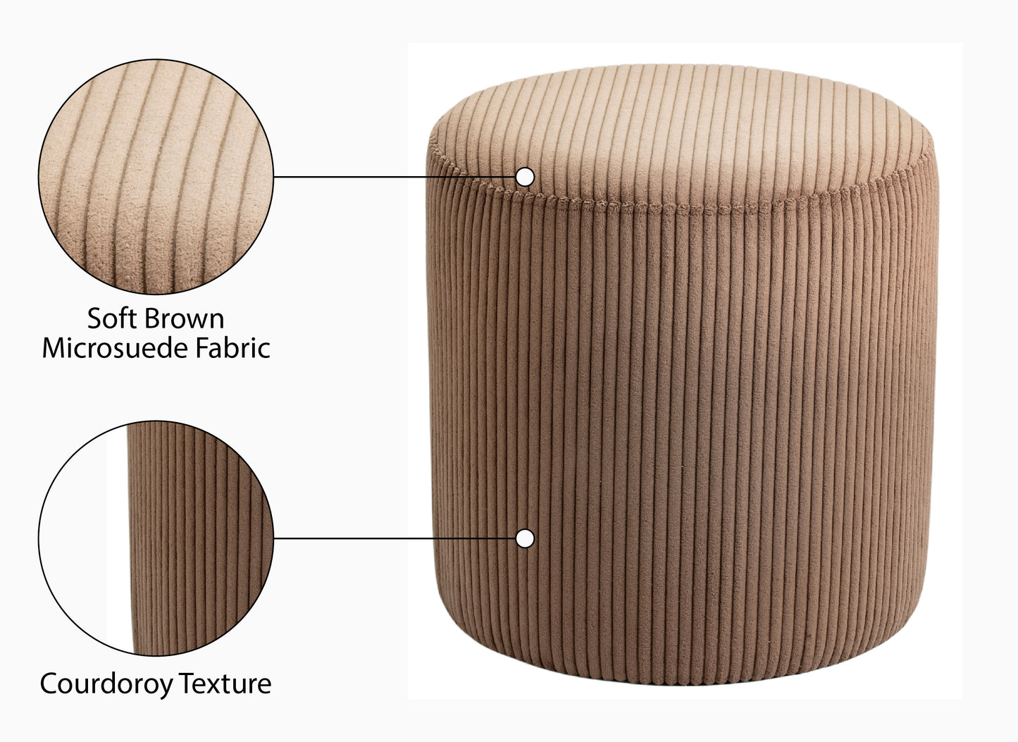 casa brown microsuede fabric ottoman/stool