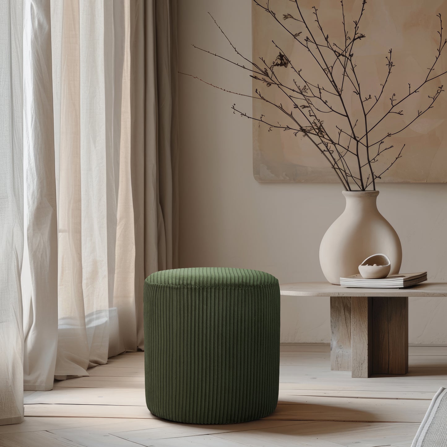 casa green microsuede fabric ottoman/stool