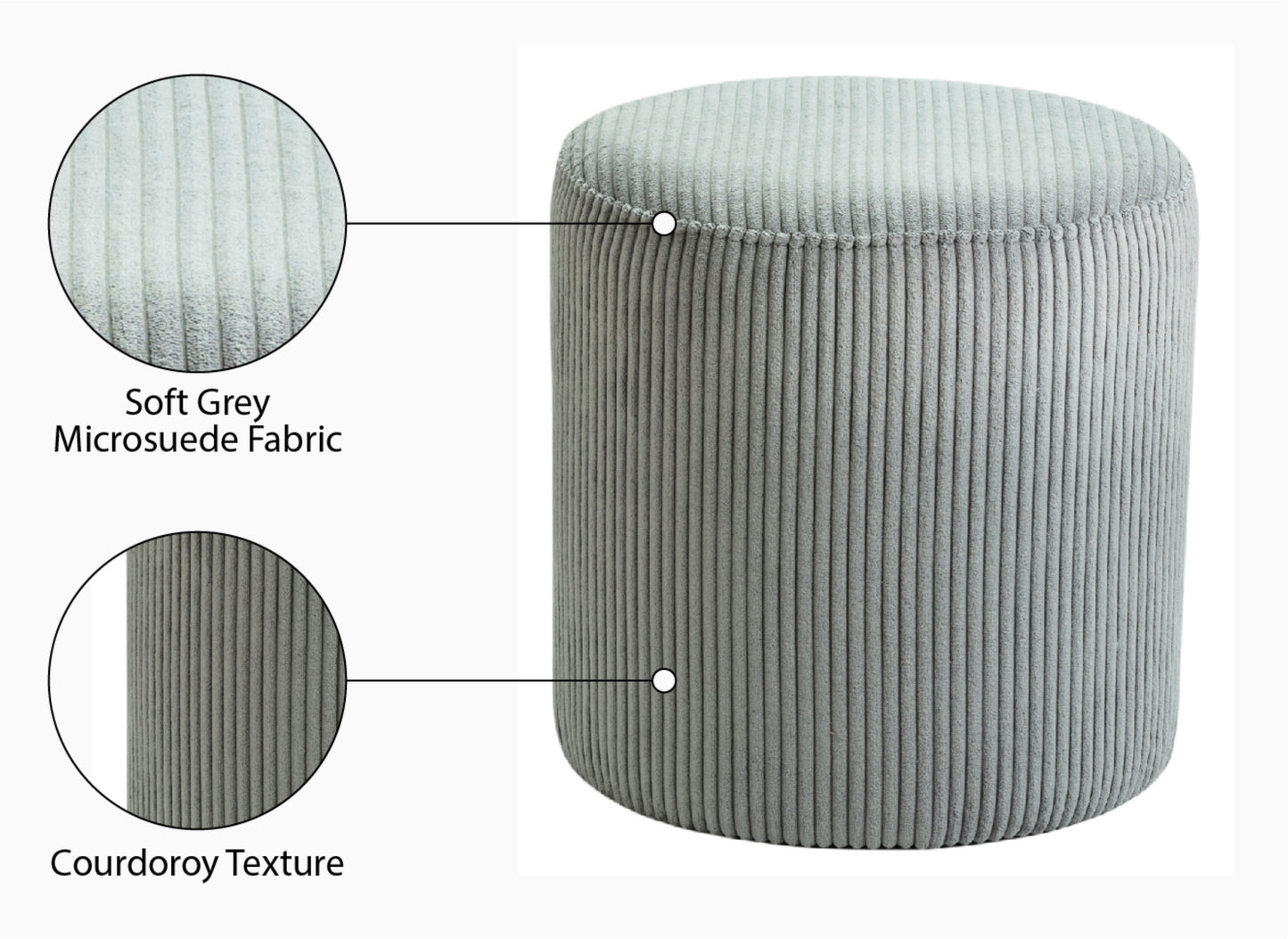 serafina grey microsuede fabric ottoman/stool grey