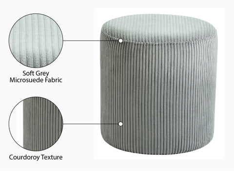 Serafina Grey Microsuede Fabric Ottoman/Stool Grey
