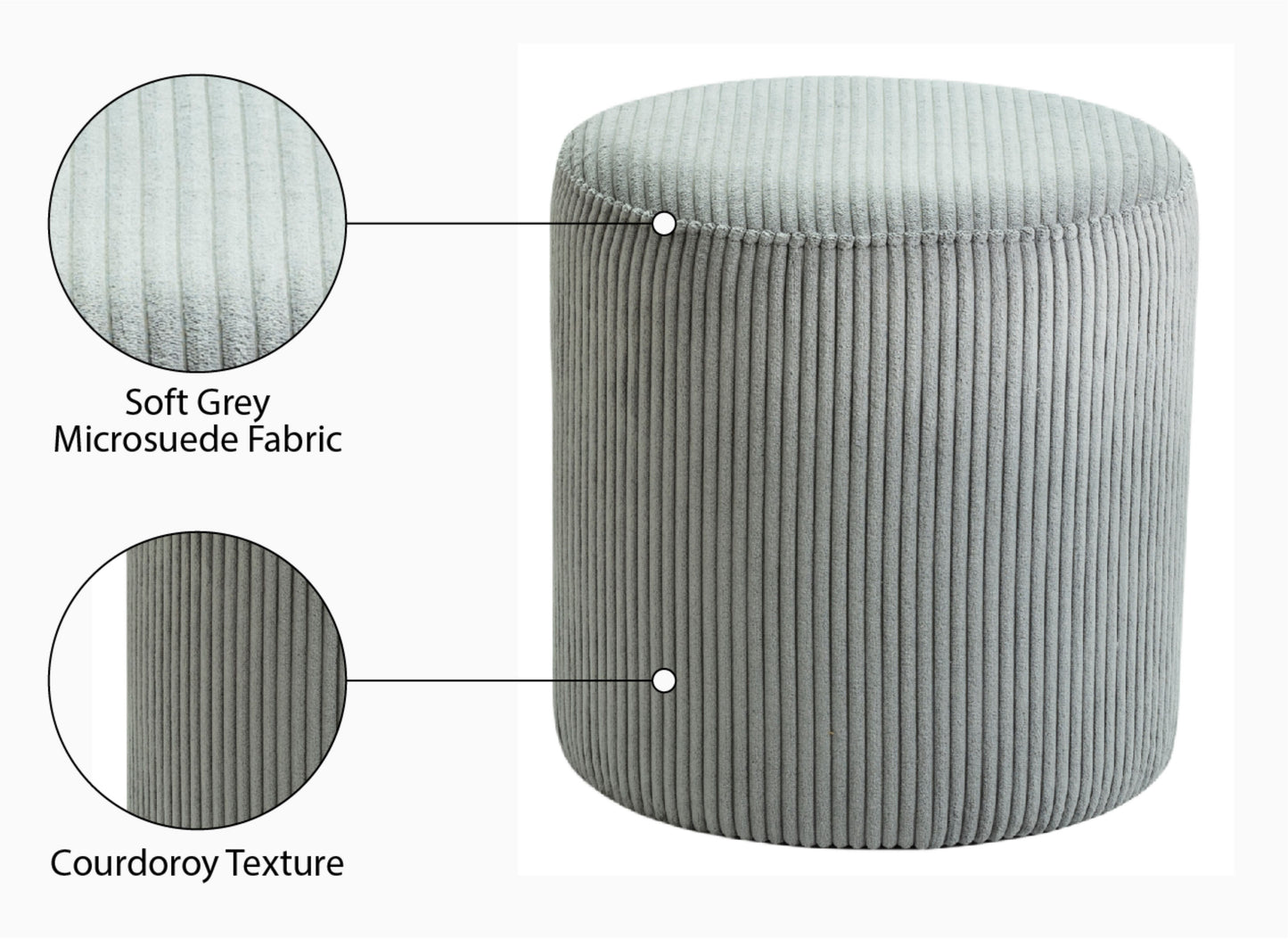 casa grey microsuede fabric ottoman/stool