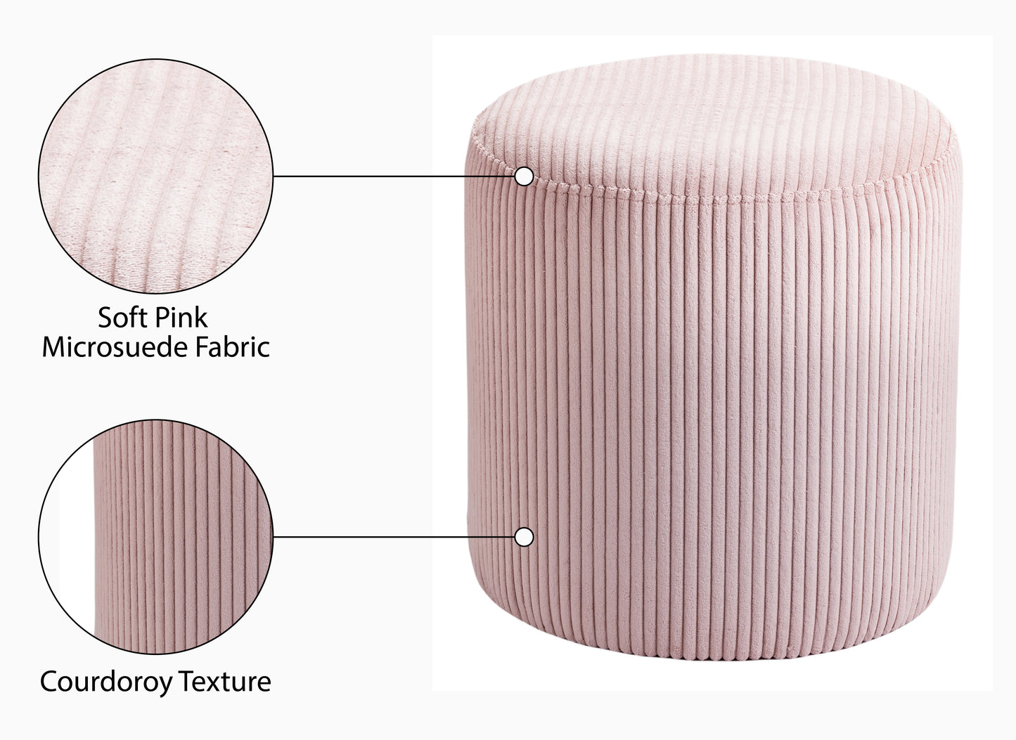 serafina pink microsuede fabric ottoman/stool pink