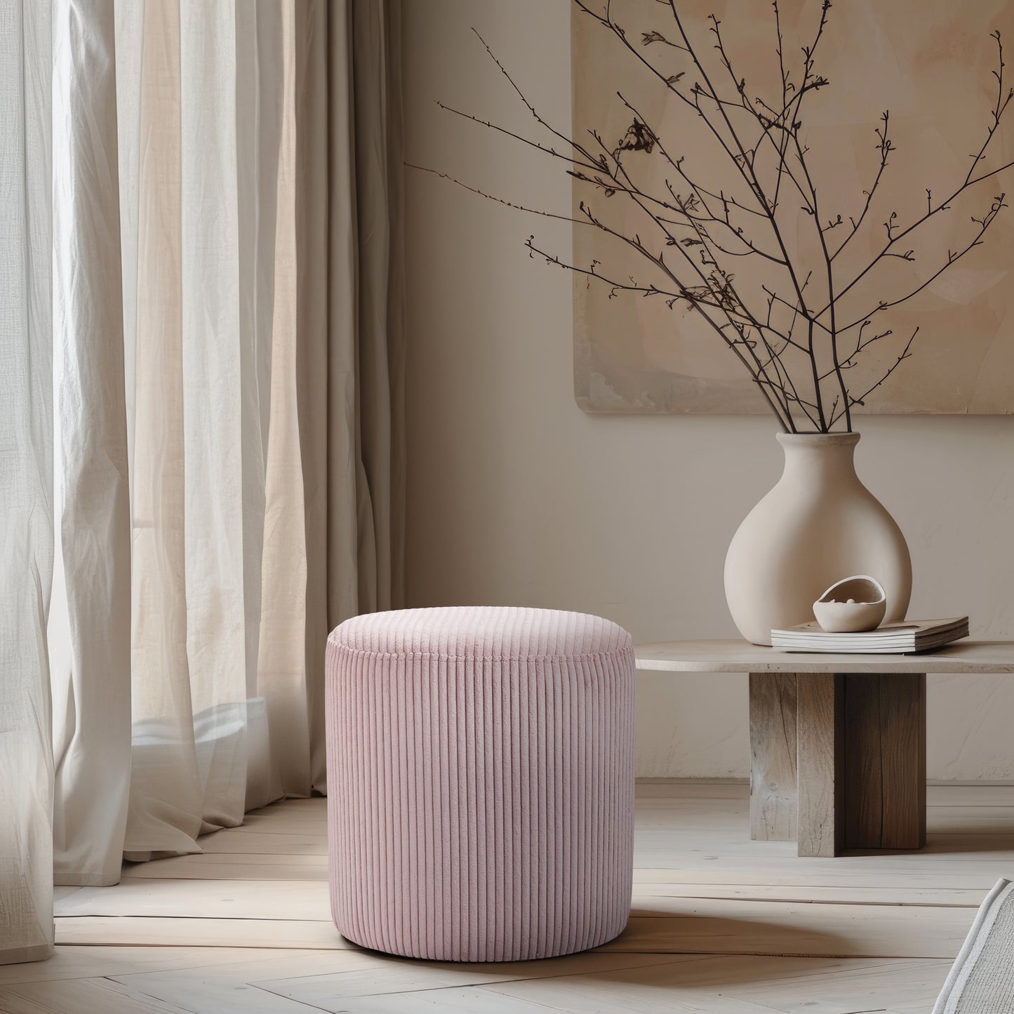 casa pink microsuede fabric ottoman/stool