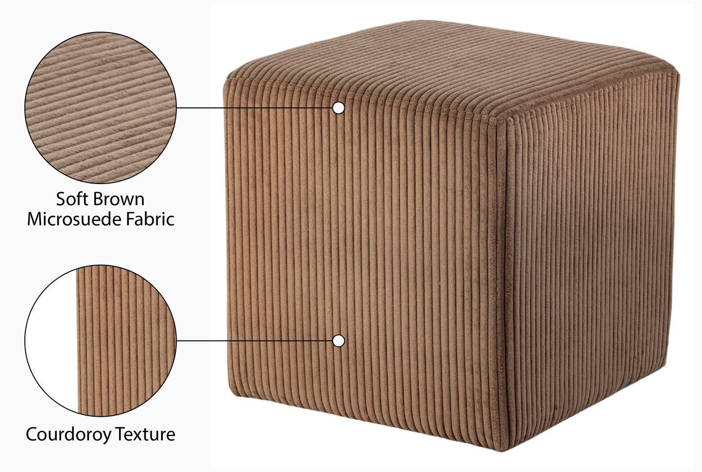 serafina brown microsuede fabric ottoman/stool brown