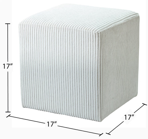 Serafina Cream Microsuede Fabric Ottoman/Stool Cream