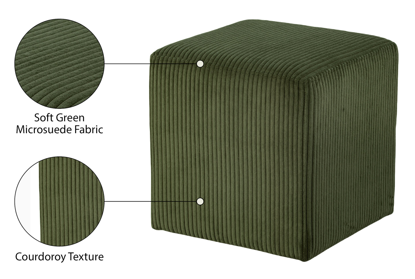 serafina green microsuede fabric ottoman/stool green