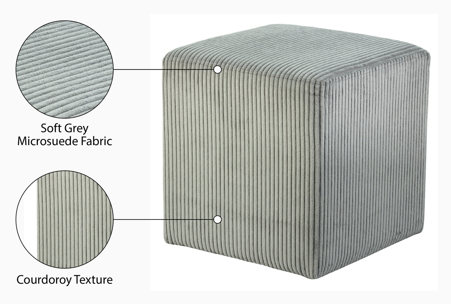 serafina grey microsuede fabric ottoman/stool grey
