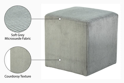 Serafina Grey Microsuede Fabric Ottoman/Stool Grey