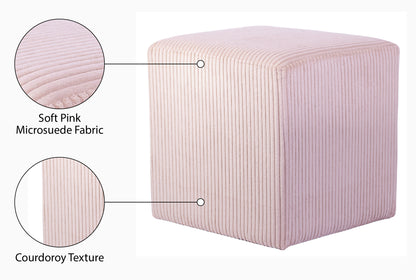 Serafina Pink Microsuede Fabric Ottoman/Stool Pink