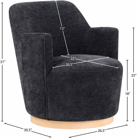 Juniper Black Chenille Fabric Upholstered Swivel Accent Chair, 1 Piece