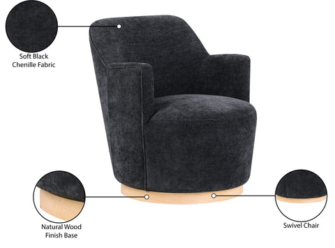 Juniper Black Chenille Fabric Upholstered Swivel Accent Chair, 1 Piece