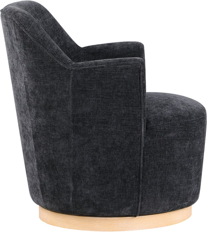 Belinda Black Chenille Fabric Swivel Accent Chair Black