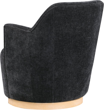 Belinda Black Chenille Fabric Swivel Accent Chair Black