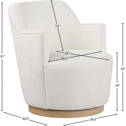 Juniper Cream Chenille Fabric Upholstered Swivel Accent Chair, 1 Piece