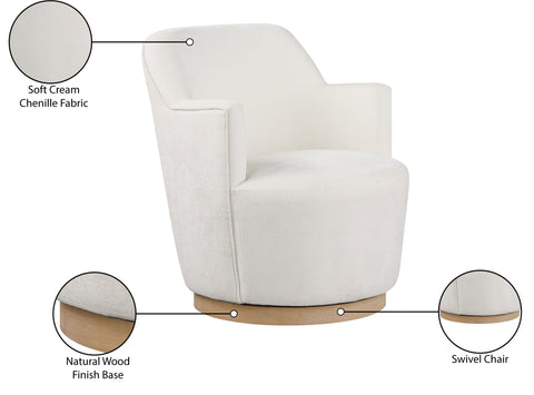Juniper Cream Chenille Fabric Upholstered Swivel Accent Chair, 1 Piece