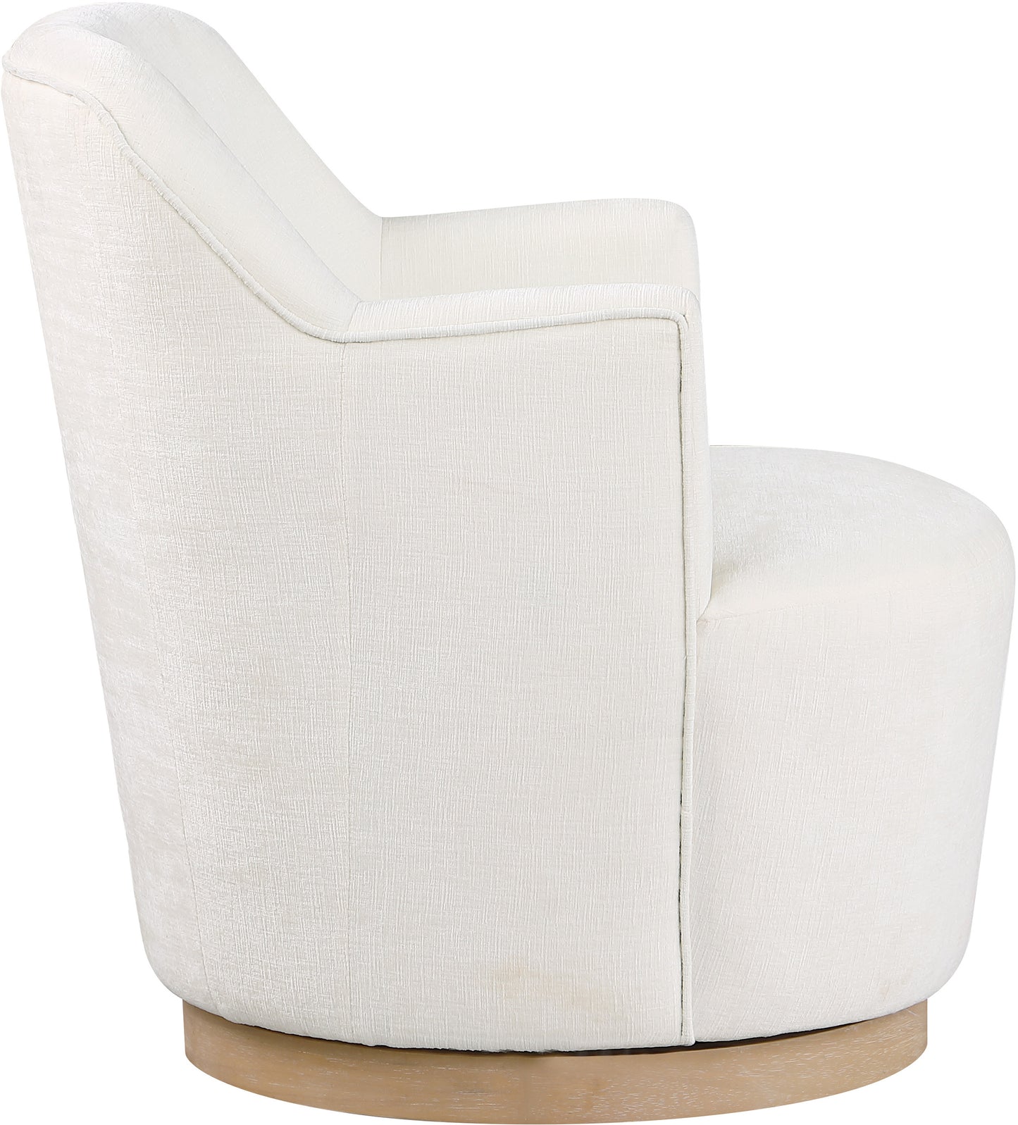 belinda cream chenille fabric swivel accent chair cream