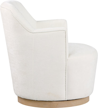 Belinda Cream Chenille Fabric Swivel Accent Chair Cream