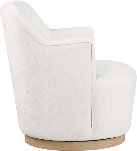 Belinda Cream Chenille Fabric Swivel Accent Chair Cream