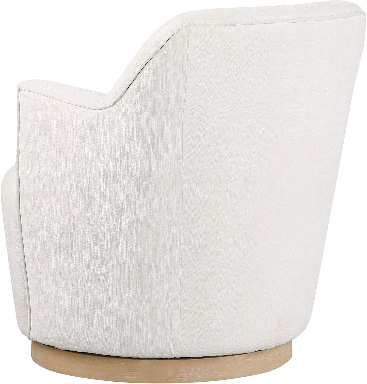 belinda cream chenille fabric swivel accent chair cream