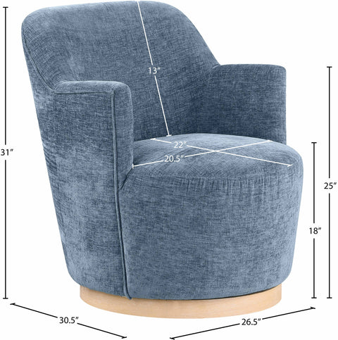 Juniper Light Blue Chenille Fabric Upholstered Swivel Accent Chair, 1 Piece