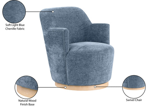 Juniper Light Blue Chenille Fabric Upholstered Swivel Accent Chair, 1 Piece