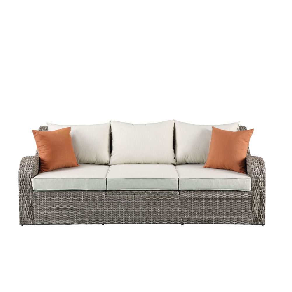 patio sofa w/2 pillows & 2 ottomans