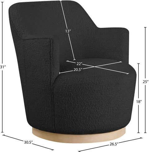 Juniper Black Boucle Fabric Upholstered Swivel Accent Chair, 1 Piece