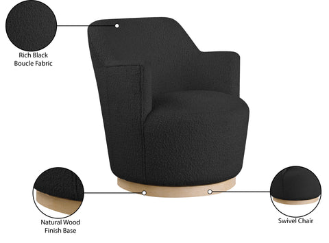 Juniper Black Boucle Fabric Upholstered Swivel Accent Chair, 1 Piece