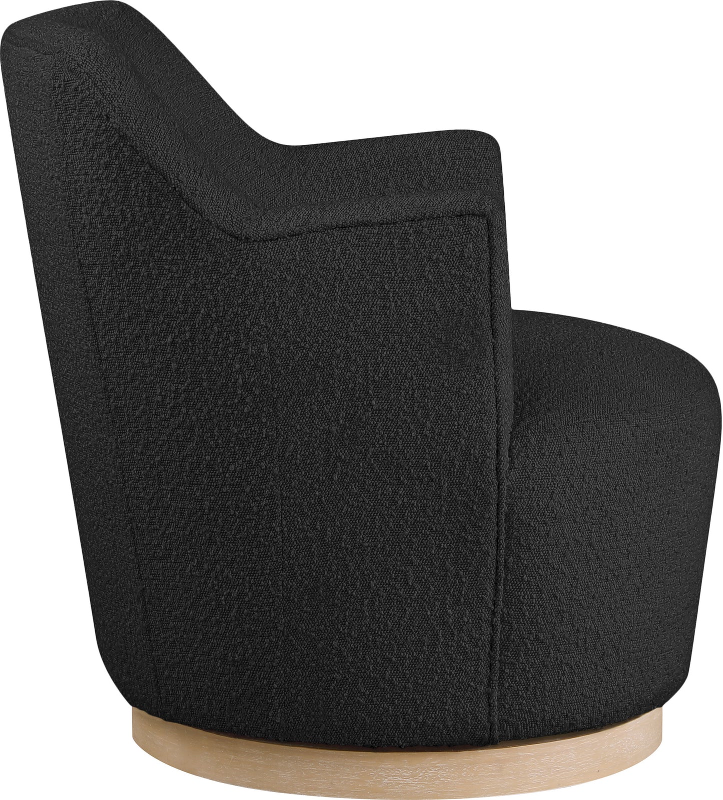 belinda black boucle fabric swivel accent chair black