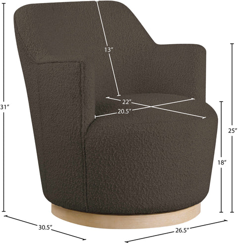 Juniper Brown Boucle Fabric Upholstered Swivel Accent Chair, 1 Piece